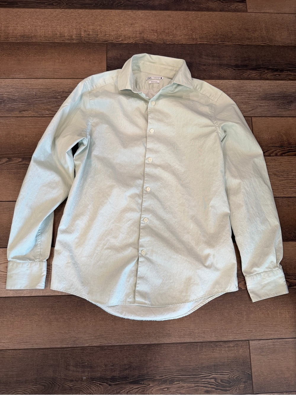 ZARA Men's Light Mint Button-Down Dress Shirt